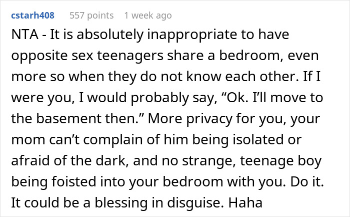 Daughter Refuses To Share Her Bedroom With Mom&rsquo;s 14 Y.O. Brother, Parents Are Furious