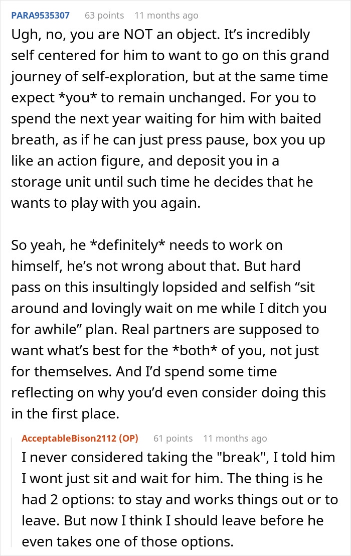 Girlfriend Doesn&rsquo;t Want To Wait After Man Asks To Take A Year-Long &lsquo;Break&rsquo; From Their Relationship