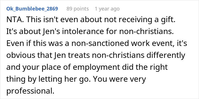 Man&rsquo;s Uncomfortable Gift Exchange With Devout Christian Ends In Worker Getting Fired