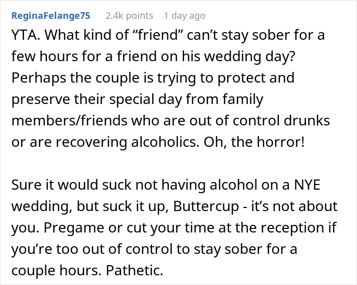 &ldquo;Am I The Jerk For Last Minute Declining To Go To A Friend&rsquo;s Dry Wedding On New Year&rsquo;s Eve?&rdquo;