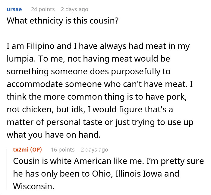 Cousin Keeps Criticizing Man&rsquo;s Wife&rsquo;s Asian Food For Not Being 'Authentic' Enough, Gets Humbled