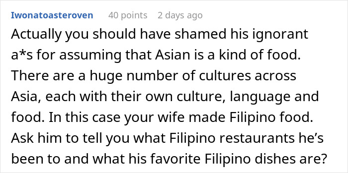 Cousin Keeps Criticizing Man&rsquo;s Wife&rsquo;s Asian Food For Not Being 'Authentic' Enough, Gets Humbled