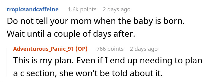 Woman Shares Her Delusional Parents Want Her To Have A C-Section So It Will Fit Their Plans