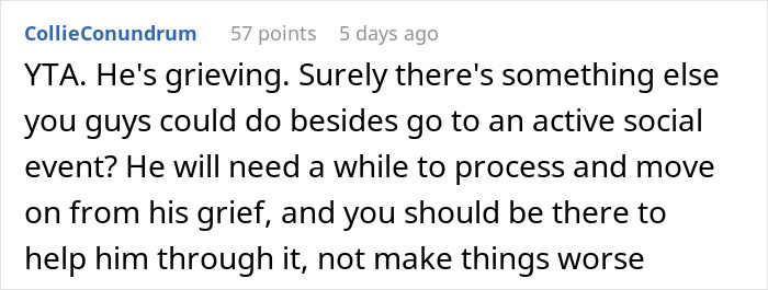 Woman Accuses Grieving Husband Of Ruining A Work Xmas Gala For Her, Gets A Reality Check