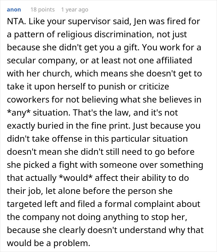 Man&rsquo;s Uncomfortable Gift Exchange With Devout Christian Ends In Worker Getting Fired