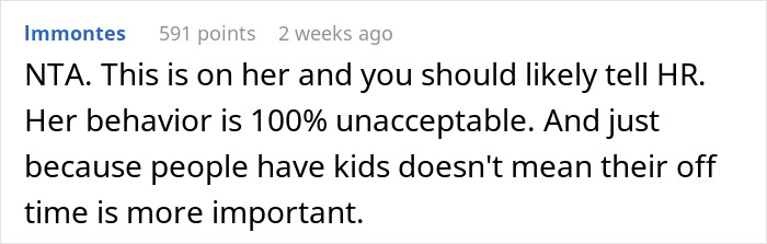 “She Lost It”: Person Refuses To Give Up Their Days Off Just Because They Don’t Have Kids “She Lost It”: Person Refuses To Give Up Their Days Off Just Because They Don’t Have Kids