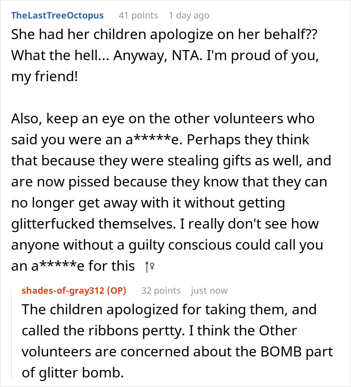 &ldquo;AITAH For Making A Glitter Bomb Gift That Was Stolen?&rdquo;