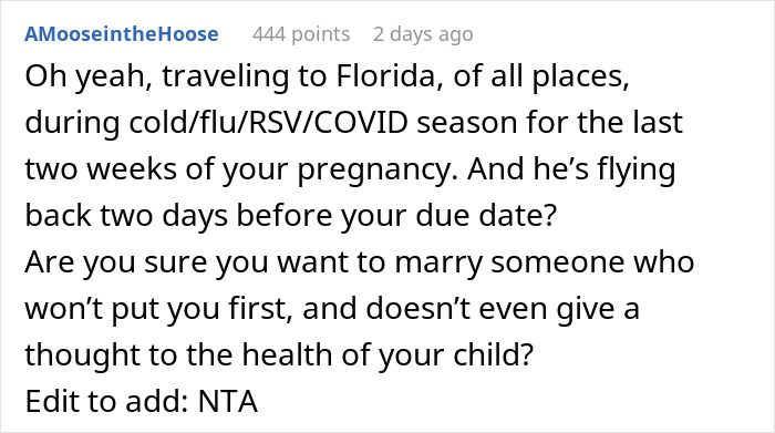Heavily Pregnant Woman Wonders If She's A Jerk For Asking Her Fianc&eacute; To Spend Christmas With Her