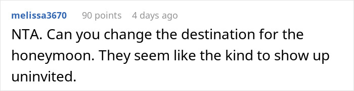 Bride-To-Be Is Forced To Tell Her Mother-In-Law Why She Can’t Come On Their Honeymoon Bride-To-Be Is Forced To Tell Her Mother-In-Law Why She Can’t Come On Their Honeymoon