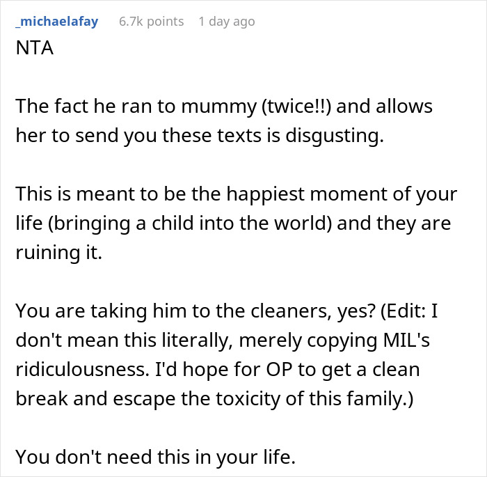 Commenter criticizing man for freaking out over baby hair color while wife laughs after paternity test reveals truth