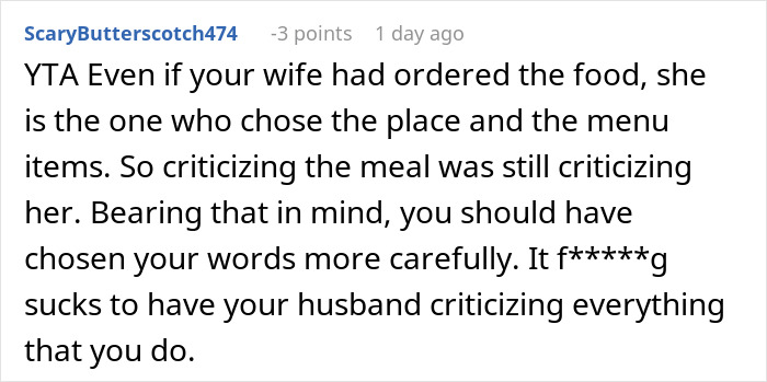 &ldquo;Borderline Gross&rdquo;: Wife Goes To Bed In Tears After Husband Mistakes Home Cooking For Takeout