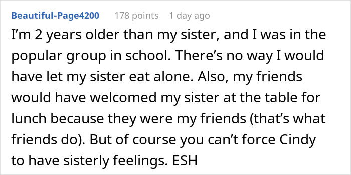 Dad Demands Daughter Invite Friendless Sister To Sit With Her At &ldquo;Popular&rdquo; Table, Mom Intervenes