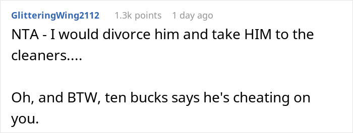 Screenshot of a Reddit comment discussing a man freaking out over baby&rsquo;s hair color and paternity doubts.