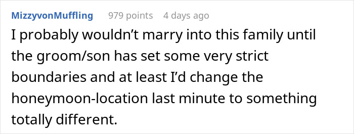 Bride-To-Be Is Forced To Tell Her Mother-In-Law Why She Can’t Come On Their Honeymoon Bride-To-Be Is Forced To Tell Her Mother-In-Law Why She Can’t Come On Their Honeymoon