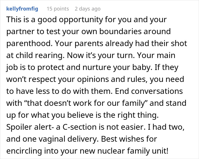 Woman Shares Her Delusional Parents Want Her To Have A C-Section So It Will Fit Their Plans