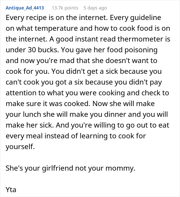&ldquo;She's Your Girlfriend, Not Your Mommy&rdquo;: The Net Blasts Man For Demanding GF Cook For Him