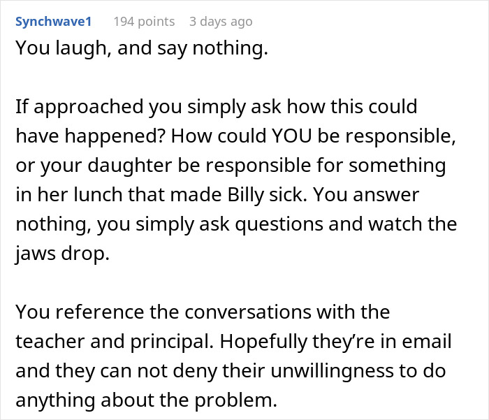 Parent Laces Daughter's Lunch With Laxatives, Knowing It Will Be Stolen, The Plan Works Parent Laces Daughter's Lunch With Laxatives, Knowing It Will Be Stolen, The Plan Works