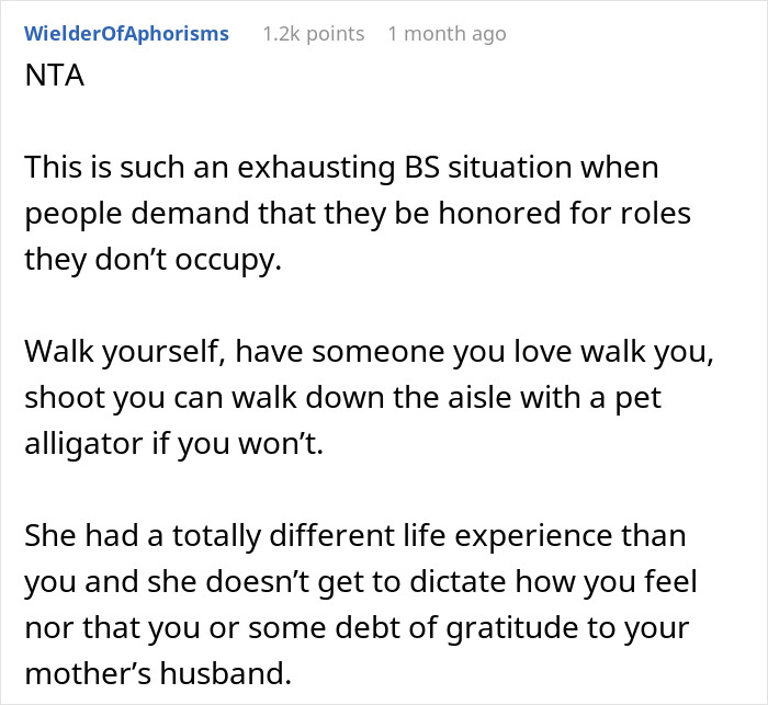 Woman Refuses To Let Mom’s Cheating Affair Partner Walk Her Down The Aisle, Causes Drama Woman Refuses To Let Mom’s Cheating Affair Partner Walk Her Down The Aisle, Causes Drama