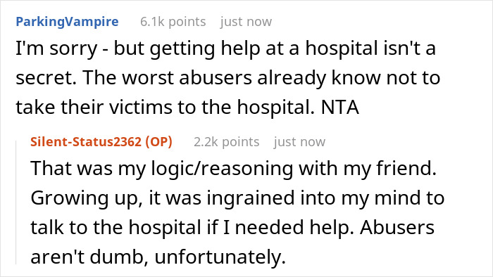 “AITA For Telling My Boyfriend What The Nurses Said To Me When They Took Me Into A Private Room?” “AITA For Telling My Boyfriend What The Nurses Said To Me When They Took Me Into A Private Room?”