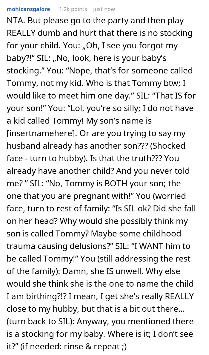 Woman Decides To Pick A Name For Her SIL's Unborn Baby, Her Christmas Party Gets Boycotted In Return 