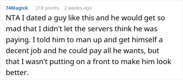 Woman Refuses To Let BF Pretend He Paid For Dinner To 'Save Face', Asks If She Was Wrong Woman Refuses To Let BF Pretend He Paid For Dinner To 'Save Face', Asks If She Was Wrong