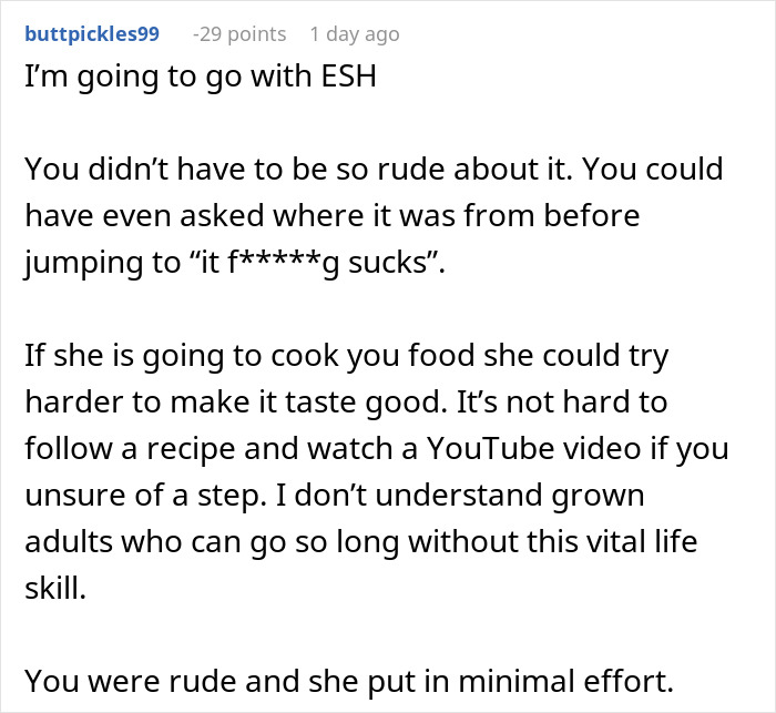 &ldquo;Borderline Gross&rdquo;: Wife Goes To Bed In Tears After Husband Mistakes Home Cooking For Takeout
