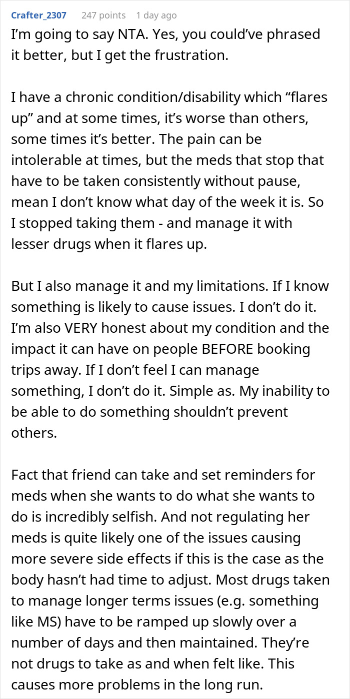 Woman Ruins A Trip After Conveniently "Forgetting" To Take Her Meds, Friend Loses It