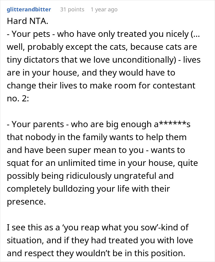 Woman Refuses To Let Homeless Parents Occupy Her Pet Room, Wonders If She's Being Cruel Woman Refuses To Let Homeless Parents Occupy Her Pet Room, Wonders If She's Being Cruel