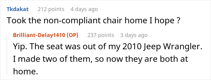 Teacher Makes A DIY Chair From A Car Seat But Principal Replaces It With A Cheap One, Regrets It