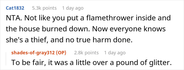 &ldquo;AITAH For Making A Glitter Bomb Gift That Was Stolen?&rdquo;