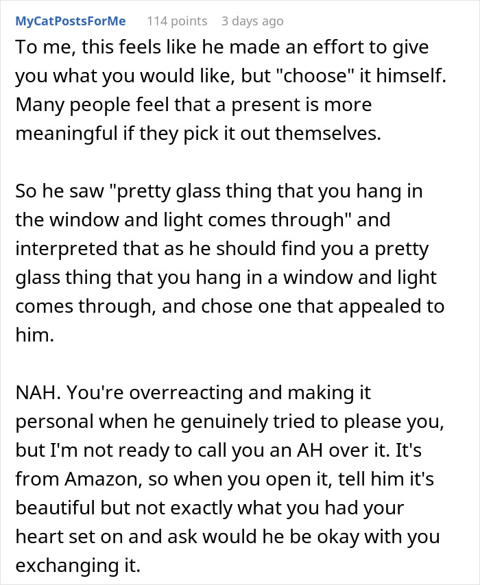 GF Is Very Disappointed By BF's Holiday Gift, Gets A Reality Check