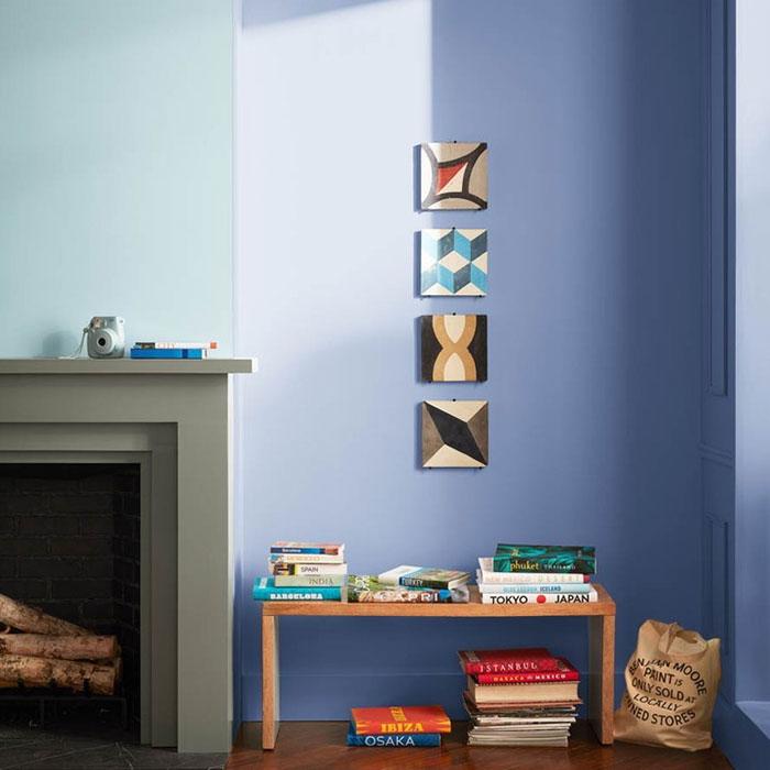 Blue Nova colored wall in a room 