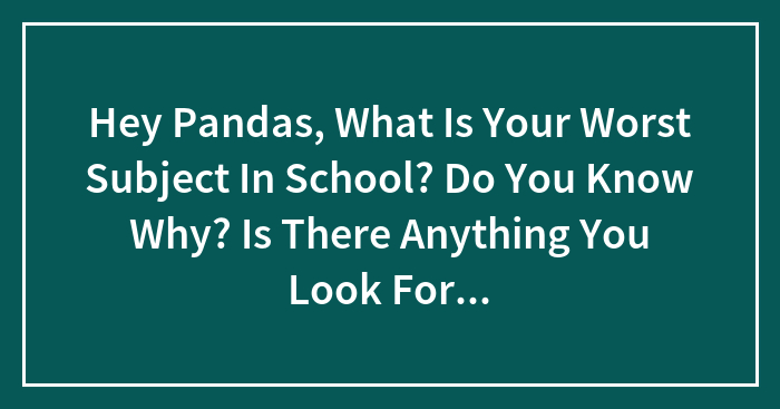 Hey Pandas, What Is Your Worst Subject In School? Do You Know Why? Is There Anything You Look Forward To During The Week?