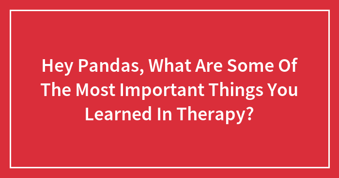 Hey Pandas, What Are Some Of The Most Important Things You Learned In Therapy? (Closed)