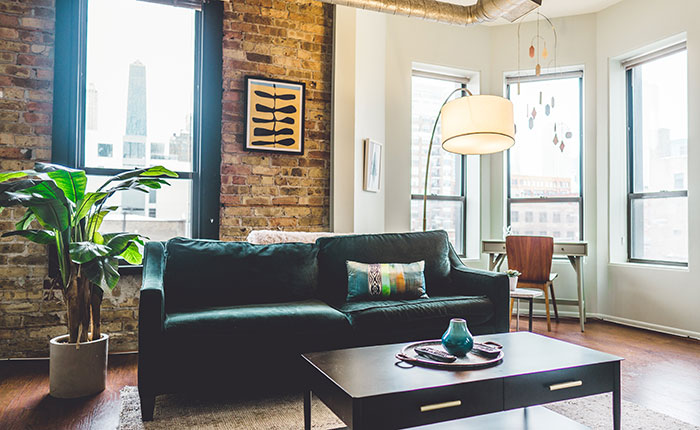 Big windows in a cozy living room Big windows in a cozy living room