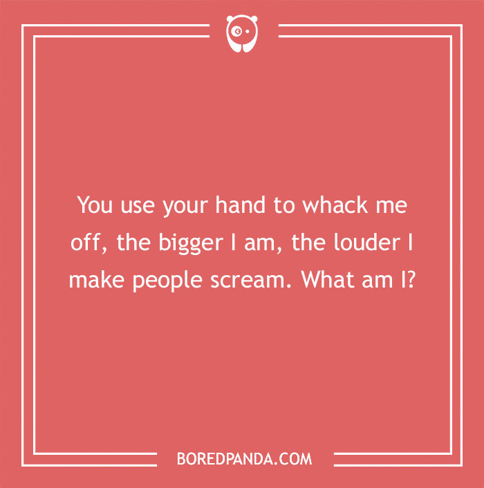 Riddle text on a red background challenging the reader's perception with suggestive phrasing.