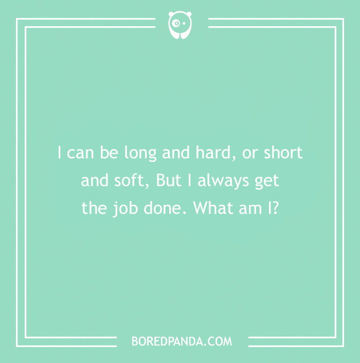 Text-based dirty riddle on a green background, challenging the reader's thinking.