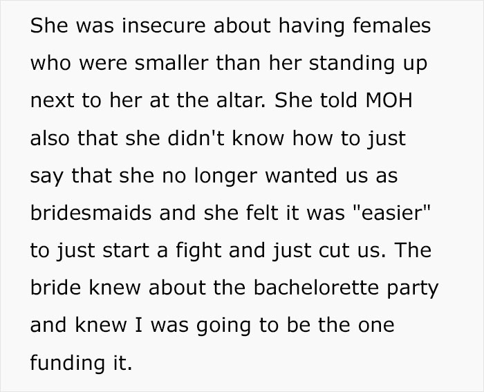 Bride 'Fires' Her Bridesmaid Who Paid For The Bachelorette Party, So She Cancels Everything