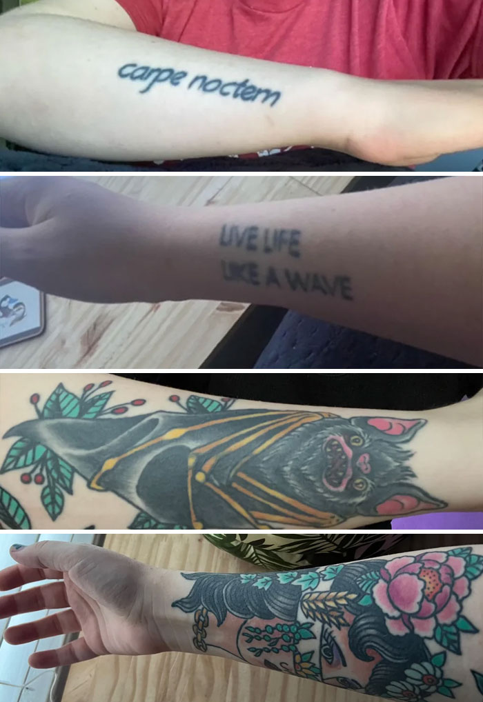 Wonky Script Turned To Traditional Patchwork Sleeve