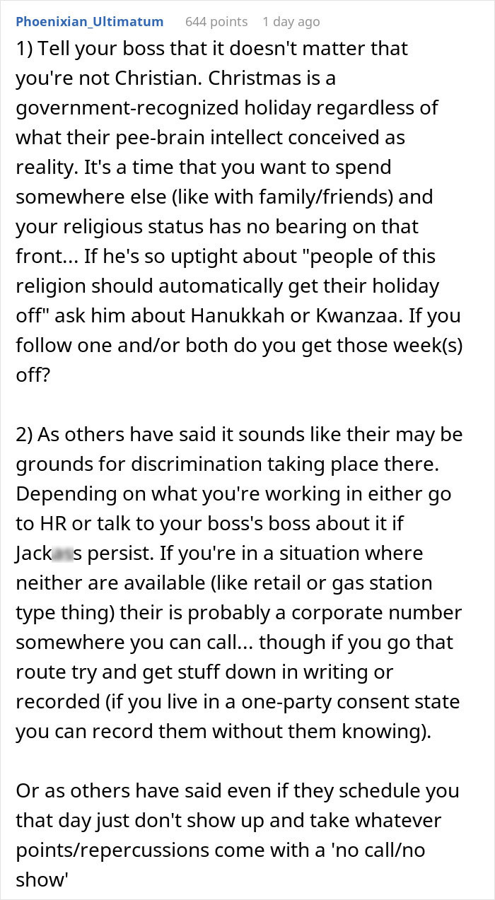 Boss Says That Christmas Time Off Is Only For Christians, Employee Replies &ldquo;I&rsquo;m Not Coming&rdquo;