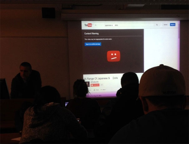 Content warning in youtube video at presentation