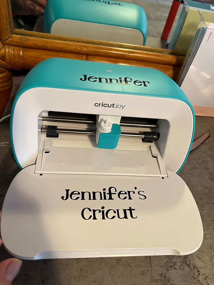 Personalized Cricut Joy machine on a table, ideal unique gift for the partner who’s seen it all and loves crafting.