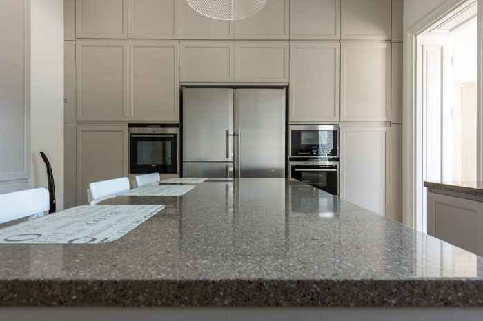 A close-up view of polished black granite. A close-up view of polished black granite.