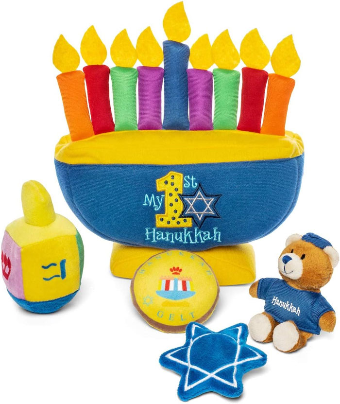 Baby's First Hanukkah Playset: Complete with sensory toys that are designed for development and growth - it's the perfect keepsake for their first festival of lights.