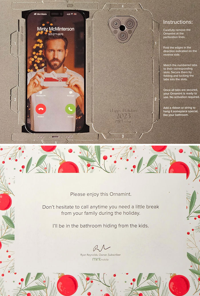 This Christmas Ornament And Card I Got From Mint Mobile