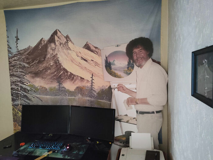 I Got A Bob Ross Cutout For A Secret Santa Gift