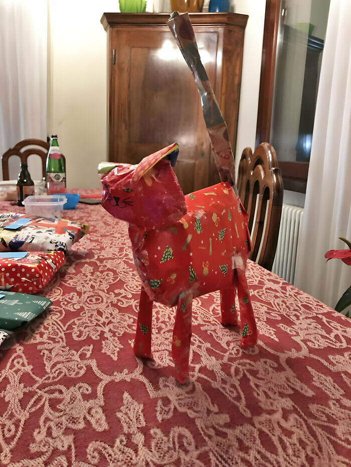 This Is How I Wrapped The Christmas Present For My Boyfriend (He Really Likes Cats And The Gift Was Also Cat-Themed)