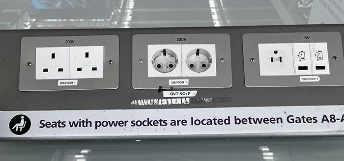 London Heathrow Airpot Has A Charging Station With Outlets From Around The World