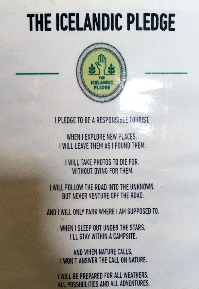 The Icelandic Pledge For Tourists