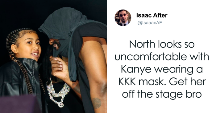 “Get Her Off The Stage”: Ku Klux Klan Hood Worn By Kanye West Next To Daughter North Sparks Outrage